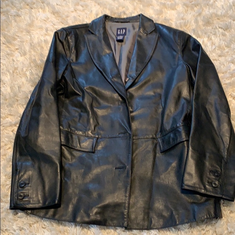 Black Leather Blazer Jacket